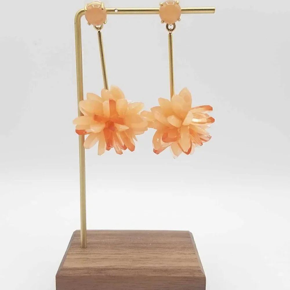 J Crew Coral Drop Resin Flower Earrings